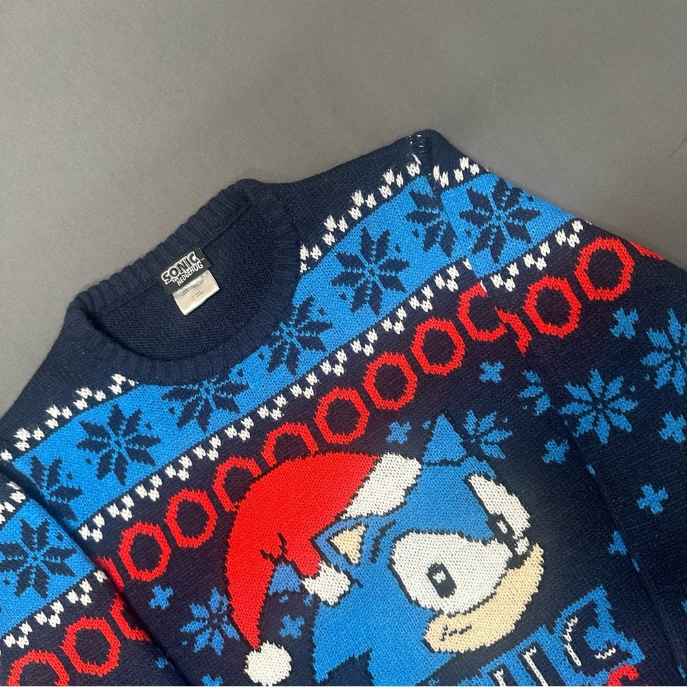Sonic the Hedgehog Festive Blue Sweater Ugly Christmas Sweater